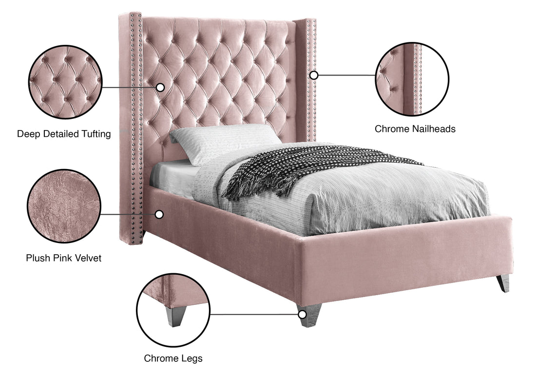 Aiden Velvet Bed - Furniture Depot