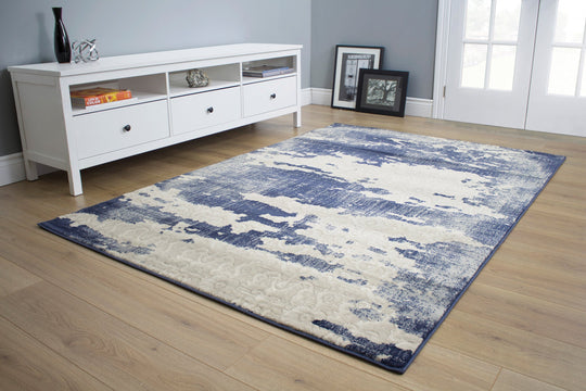 Alida Blue Cream Distressed Rug - Furniture Depot