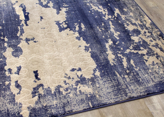 Alida Blue Cream Distressed Rug - Furniture Depot