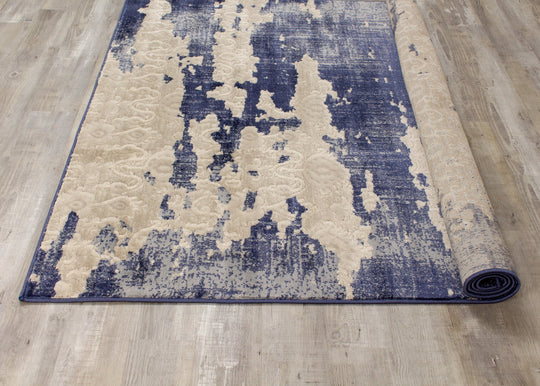 Alida Blue Cream Distressed Rug - Furniture Depot