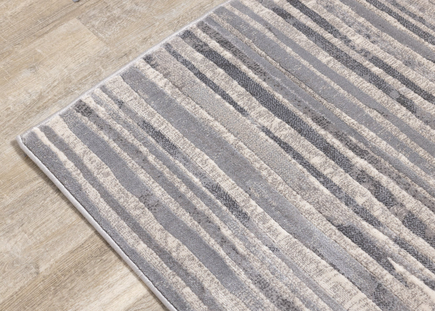 Alida Grey Distressed Striped Rug - Furniture Depot