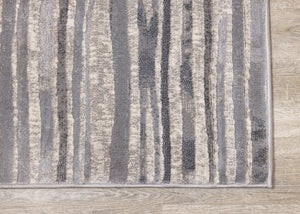 Alida Grey Distressed Striped Rug - Furniture Depot