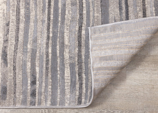 Alida Grey Distressed Striped Rug - Furniture Depot