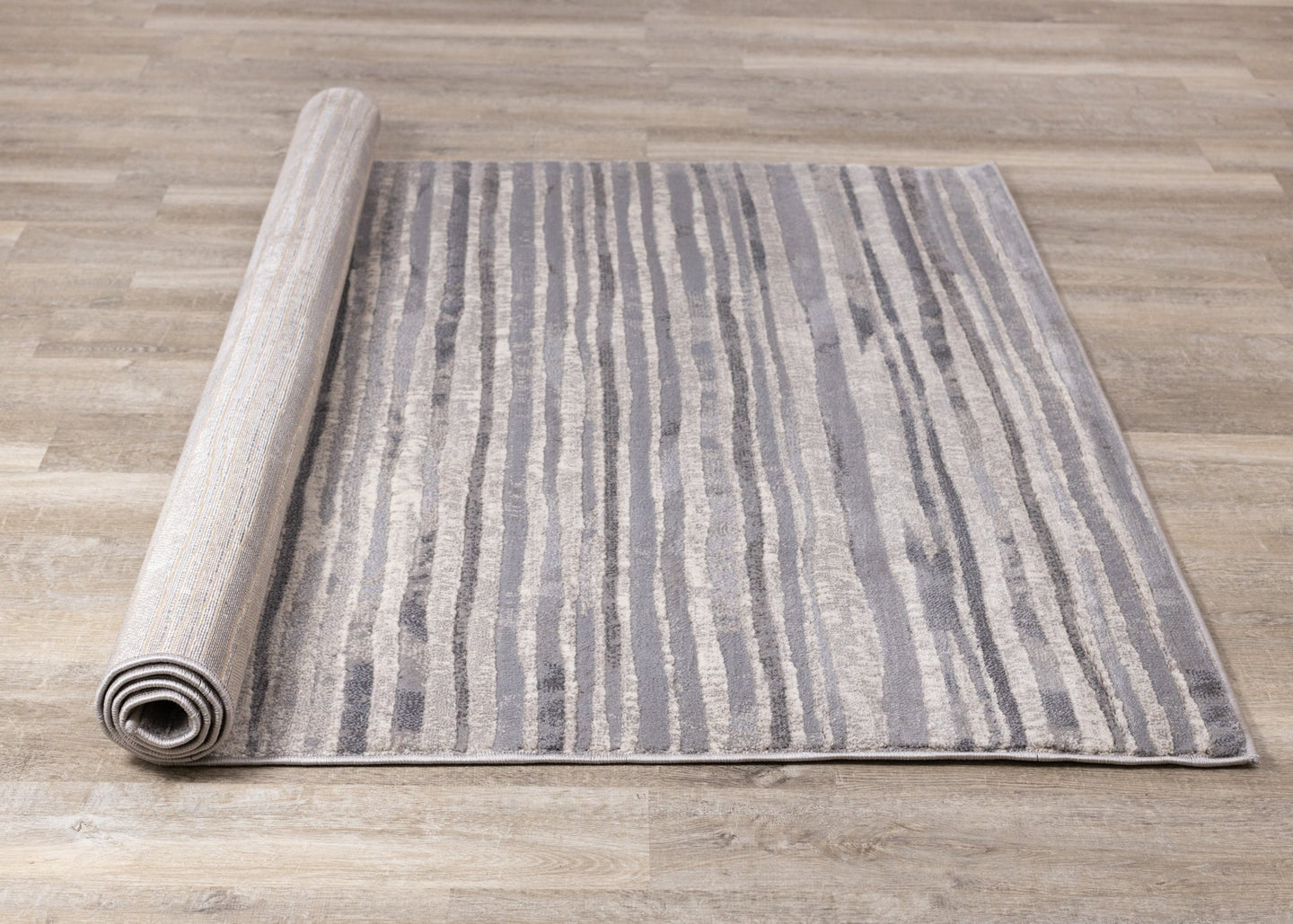 Alida Grey Distressed Striped Rug - Furniture Depot