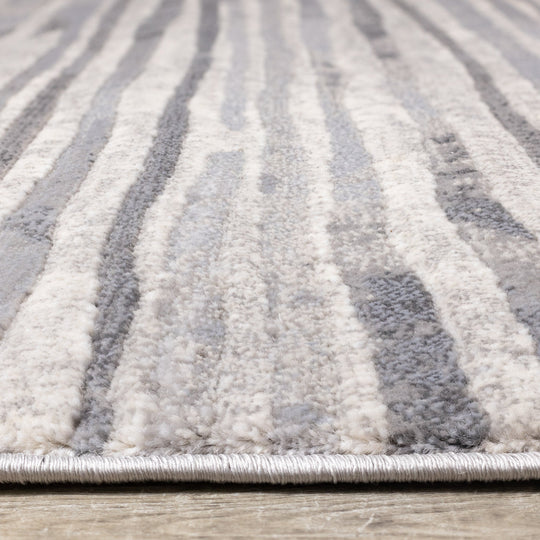 Alida Grey Distressed Striped Rug - Furniture Depot