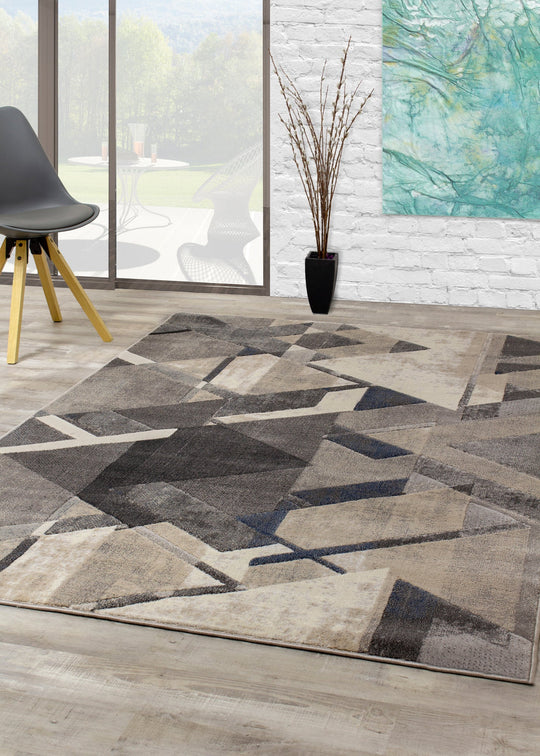 Alida Cream Grey Triangle Shift Rug - Furniture Depot