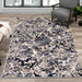 Alida Grey Blue Damask Rug - Furniture Depot