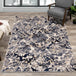 Alida Grey Blue Damask Rug - Furniture Depot