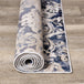 Alida Grey Blue Damask Rug - Furniture Depot