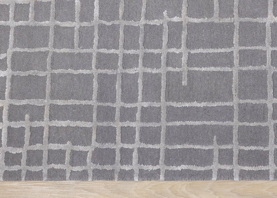 Atlas Grey Handtufted Grid Rug - Furniture Depot