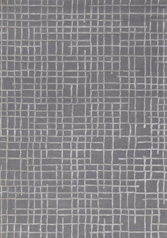 Atlas Grey Handtufted Grid Rug - Furniture Depot