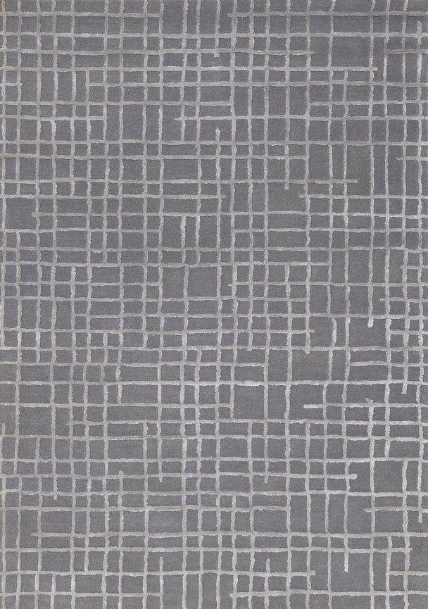 Atlas Grey Handtufted Grid Rug - Furniture Depot