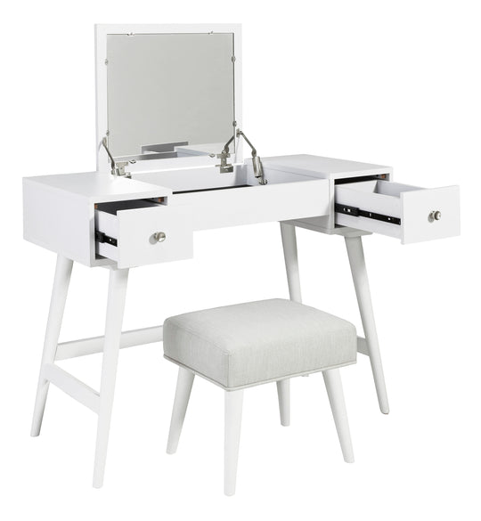 Thadamere Vanity with Stool - White - Furniture Depot