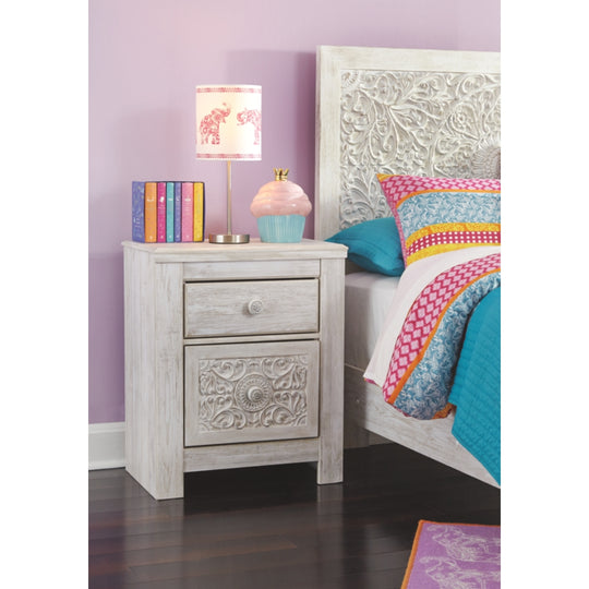 Paxberry Two Drawer Night Stand- Whitewash - Furniture Depot (3694747779125)