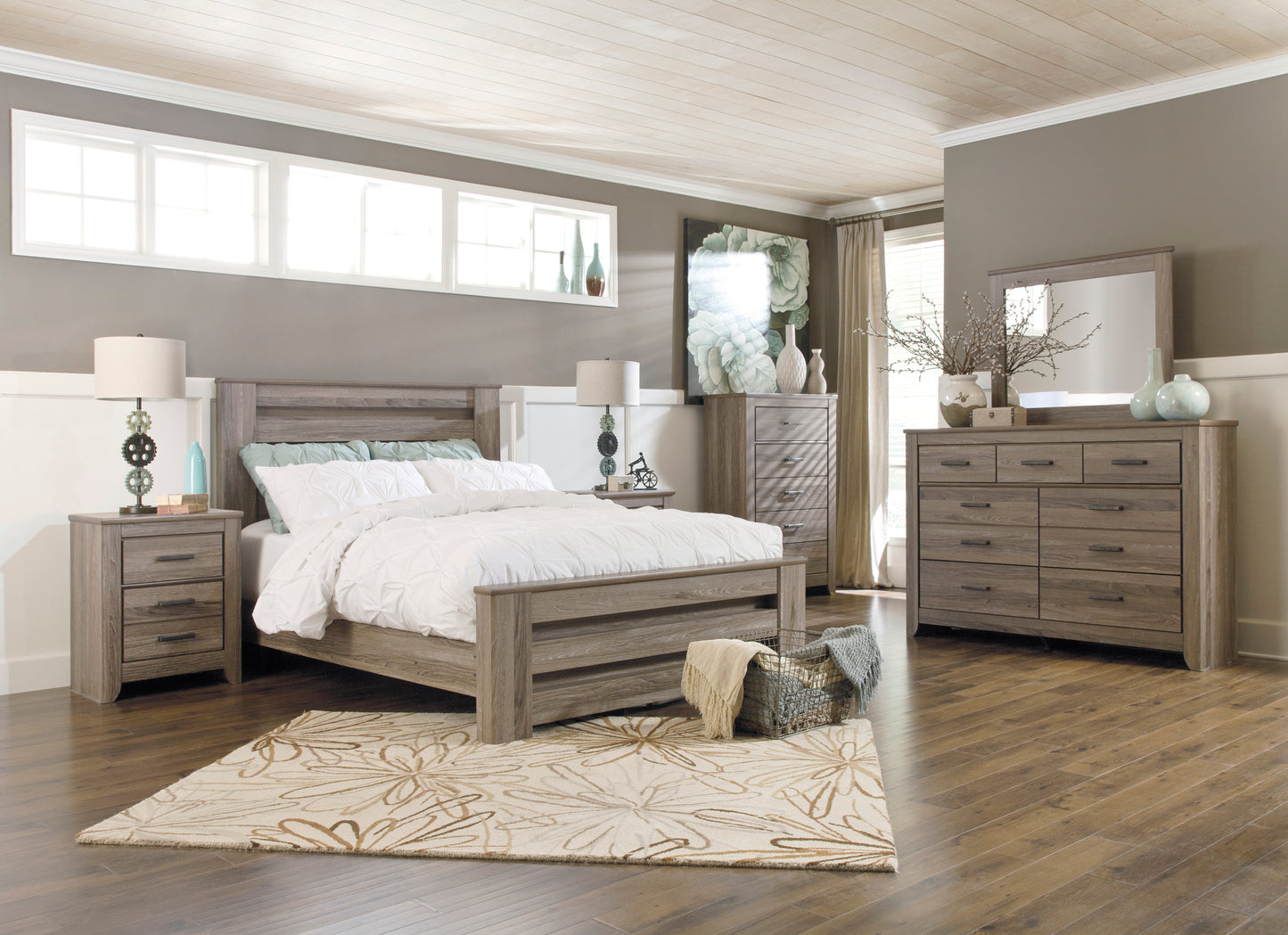 Zelen Queen Panel Bed 6Pc Set (Bed,Dresser,Mirror & x1 Night Stand) - Furniture Depot (4676522049638)