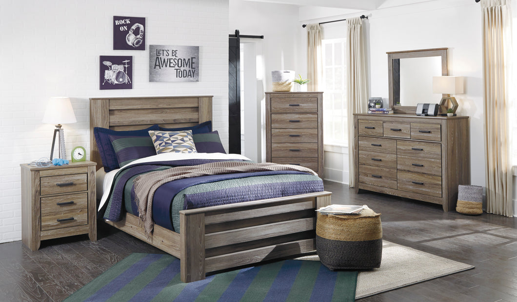 Zelen Full Panel Bed 6Pc Set (Bed,Dresser,Mirror & x1 Night Stand) - Furniture Depot (4676517134438)