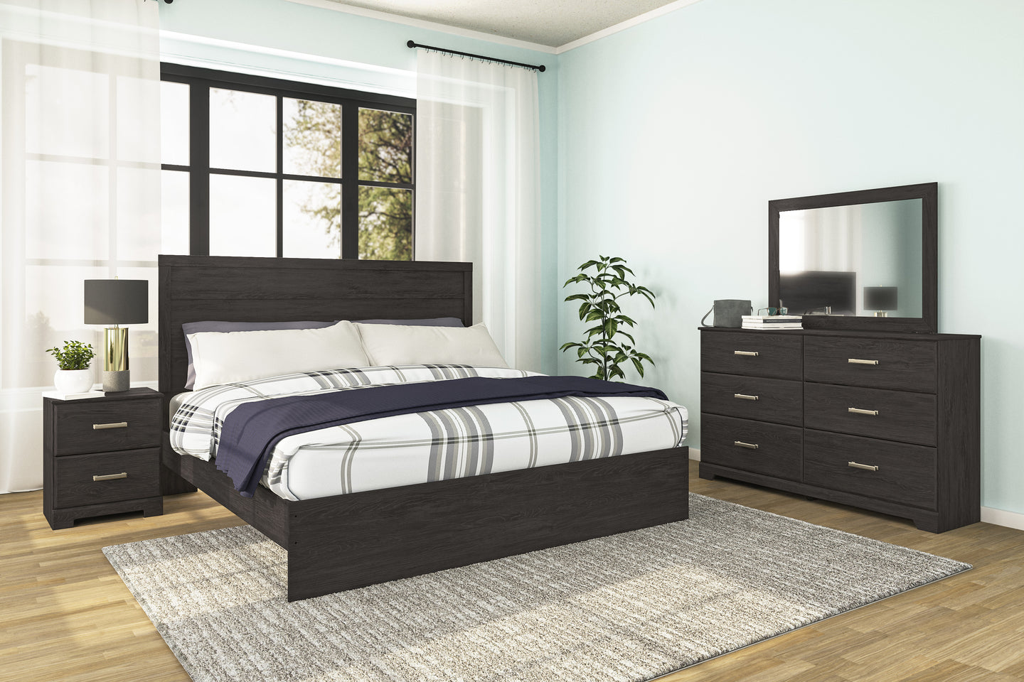 Belachime 6Pc King Panel Bedroom Set - Black - Furniture Depot (6599064223917)