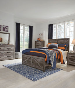 Wynnlow Full Crossbuck Panel Bed 6 Pc Set (Bed,Dresser,Mirror & x1 Night Stand) - Furniture Depot (4676449534054)