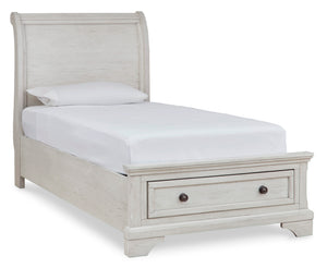 Robbinsdale Twin Sleigh Storage Bed (6 pc set) - Furniture Depot