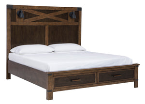 Wyattfield King Panel Bed With Storage Footboard - Two-tone - Furniture Depot
