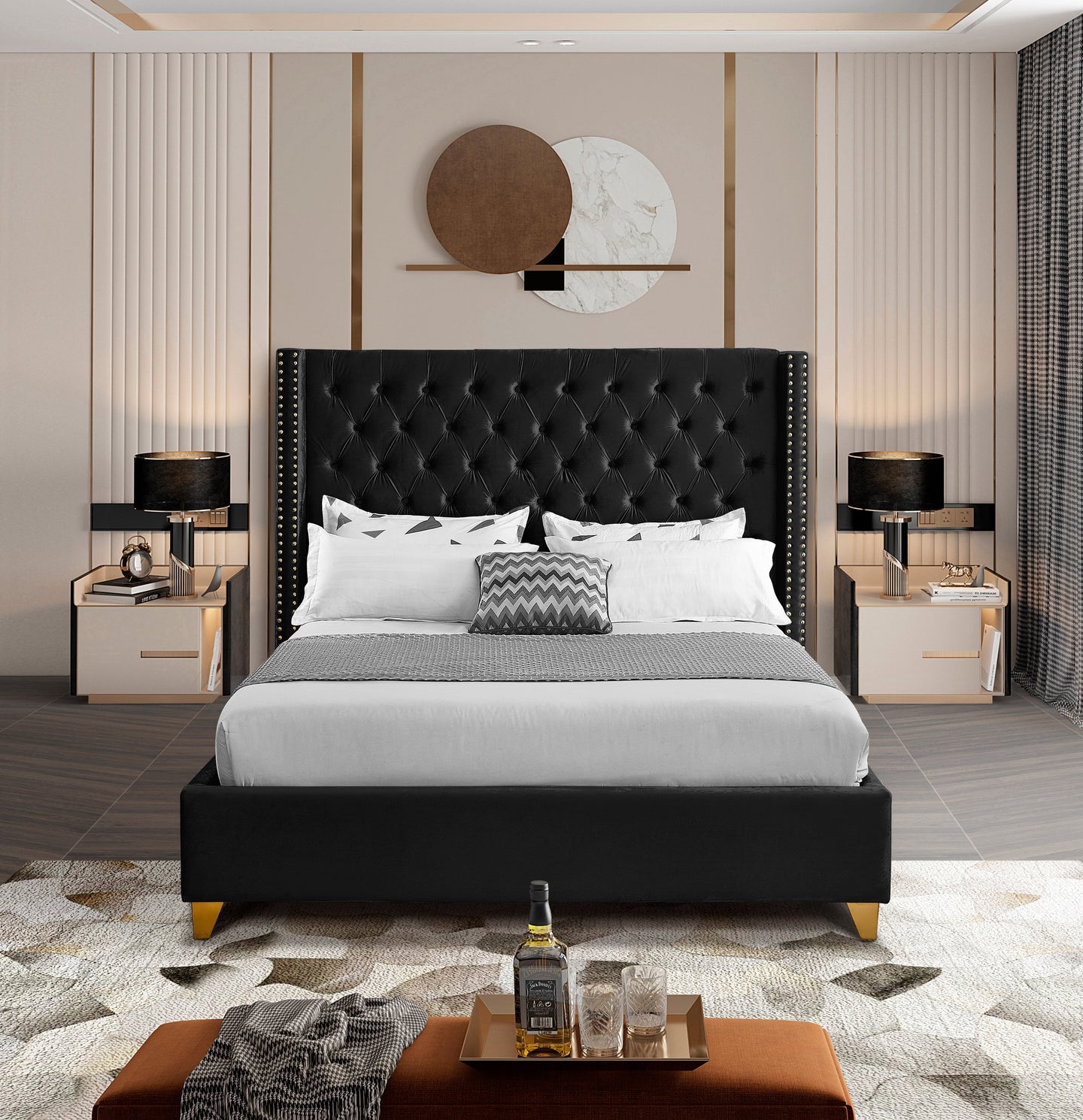 Barolo Velvet Bed - Furniture Depot