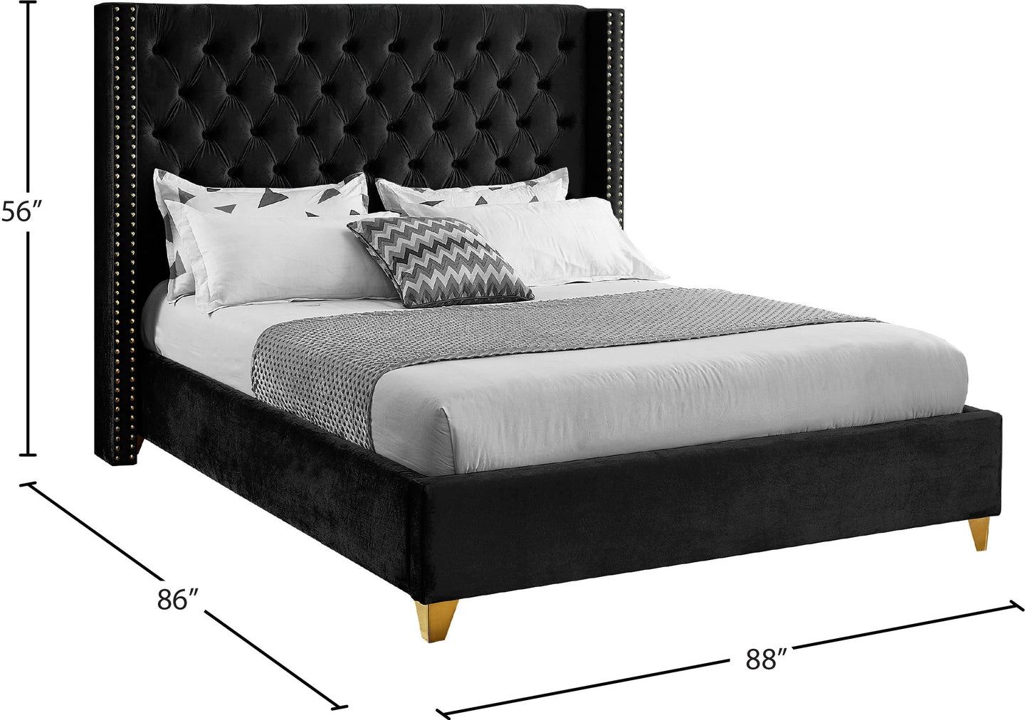 Barolo Velvet Bed - Furniture Depot