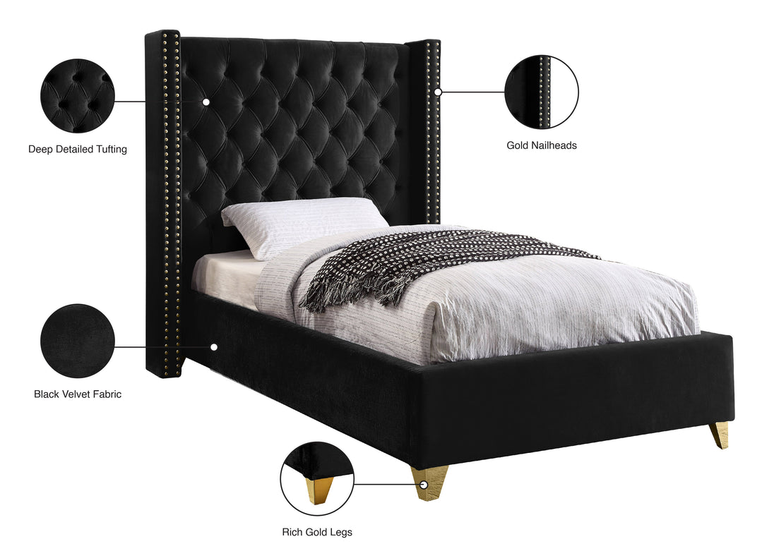 Barolo Velvet Bed - Furniture Depot