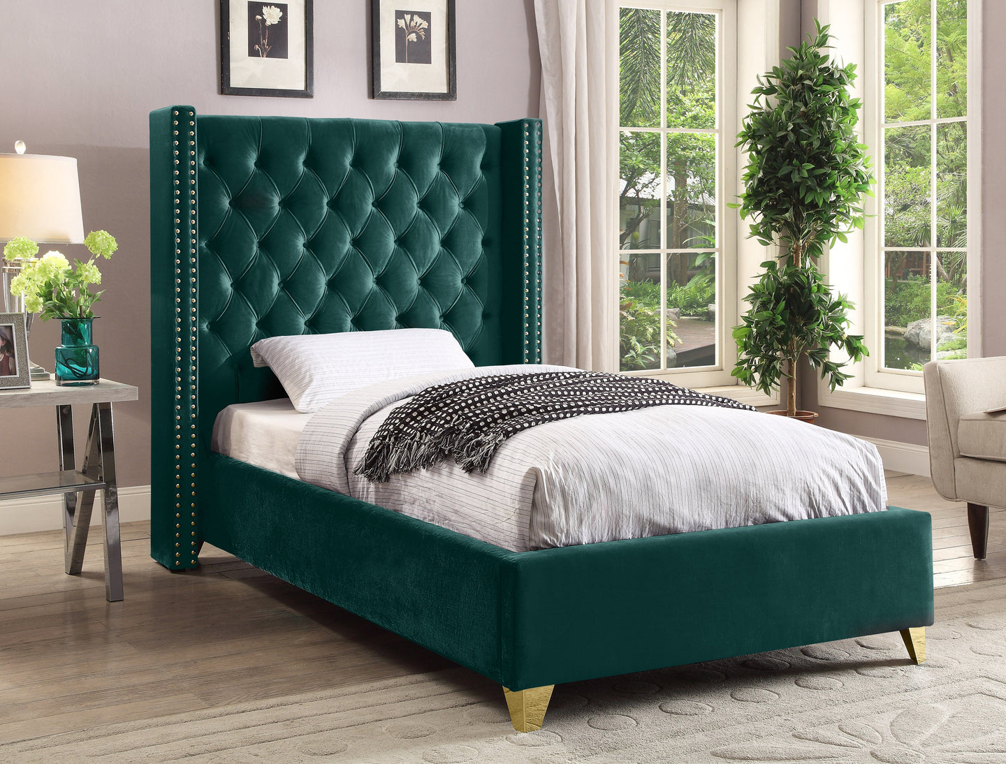 Barolo Velvet Bed - Furniture Depot