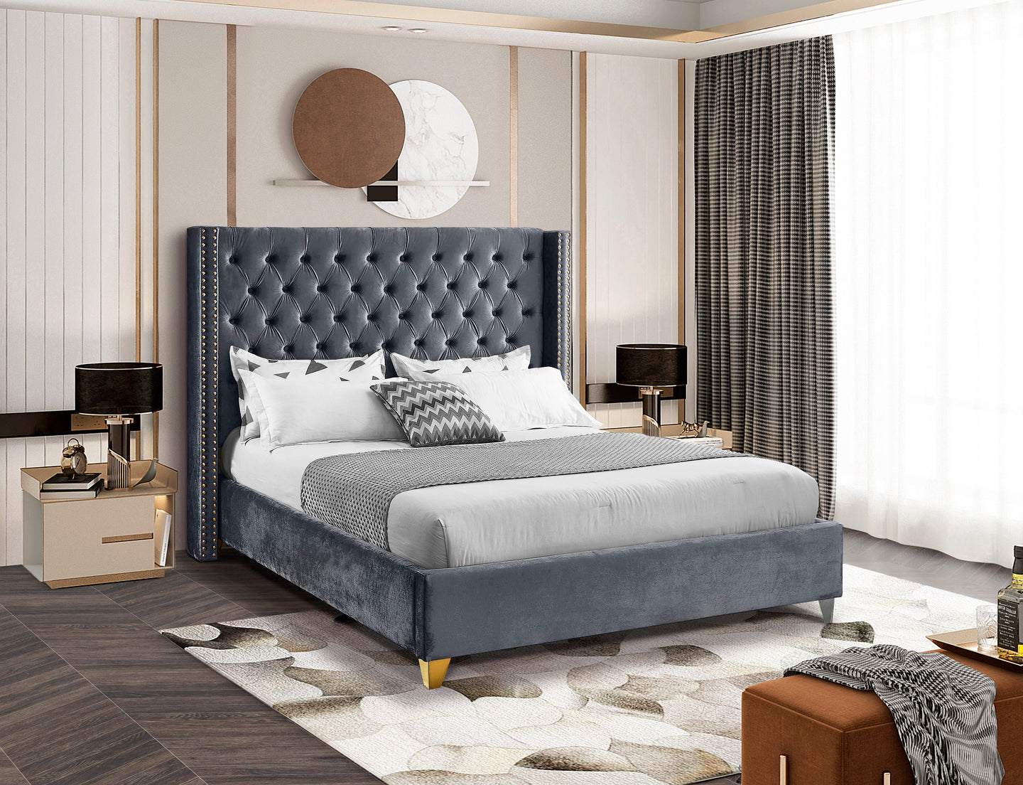 Barolo Velvet Bed - Furniture Depot