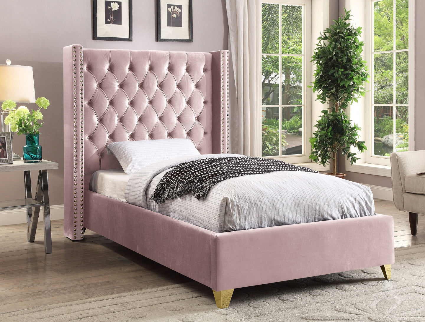 Barolo Velvet Bed - Furniture Depot