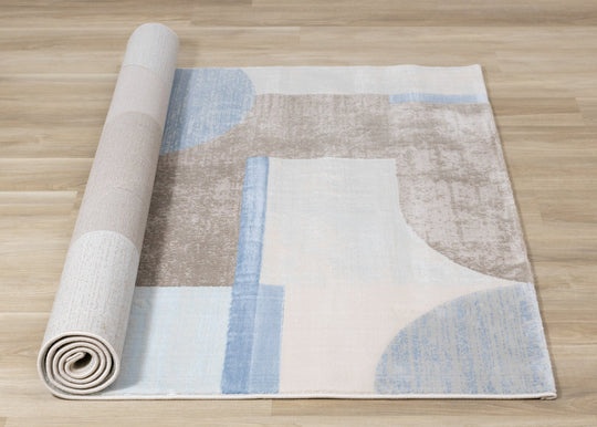 Belle Blue Grey Cream Shape Shifting Rug - Furniture Depot