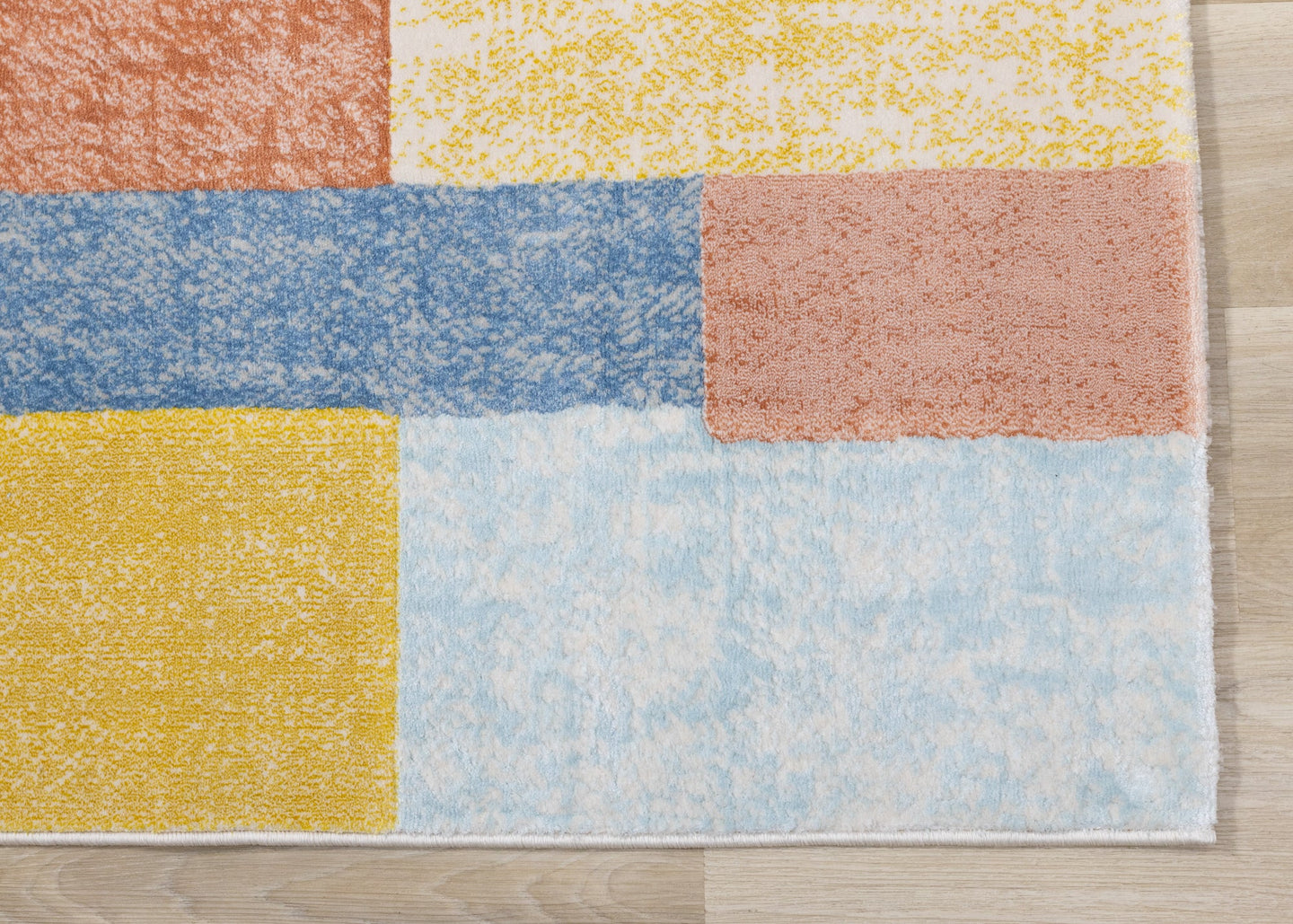 Belle Yellow Orange Blue Colour Blocks Rug - Furniture Depot