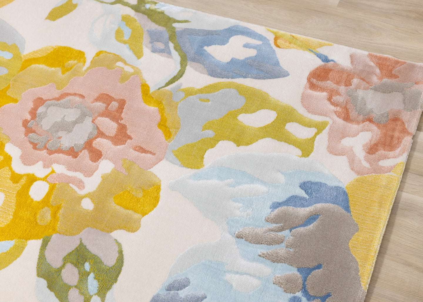 Belle Yellow Blue Pink Floral Rug - Furniture Depot