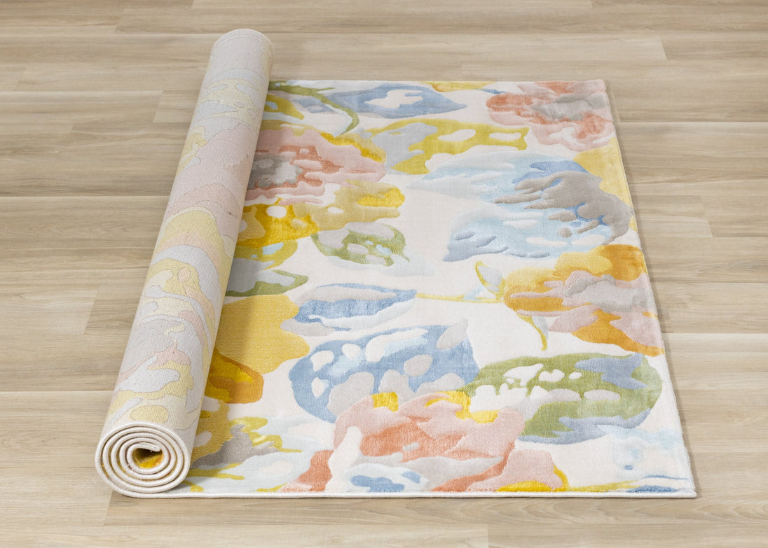 Belle Yellow Blue Pink Floral Rug - Furniture Depot