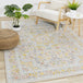 Belle Cream Yellow Blue Classic Border Rug - Furniture Depot