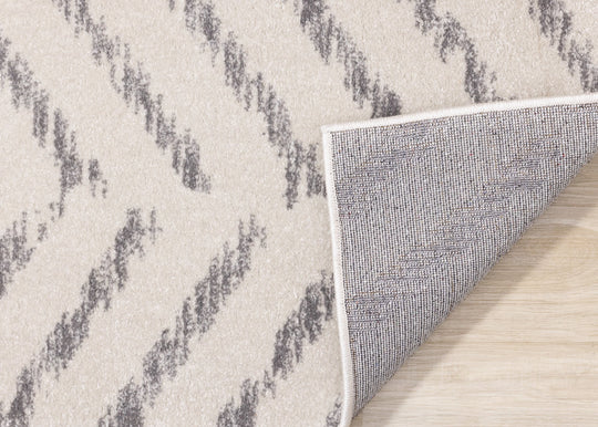 Breeze Cream Grey Floating Chevron Rug - Furniture Depot