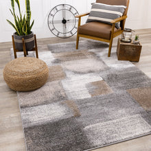 Load image into Gallery viewer, Breeze Blue Grey Simple Patches Rug - Furniture Depot