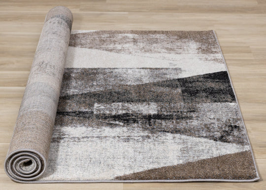 Breeze Cream Brown Grey Robust Triangle Rug - Furniture Depot