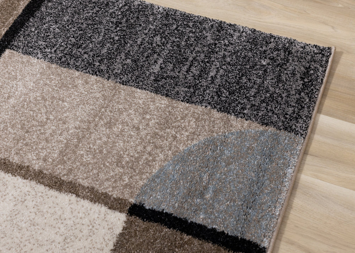 Breeze Cream Brown Grey Geometric Shapes Rug - Furniture Depot