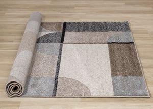 Breeze Cream Brown Grey Geometric Shapes Rug - Furniture Depot
