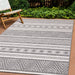 Bristol Reversible Grey White Striped Pattern Outdoor Rug - Furniture Depot