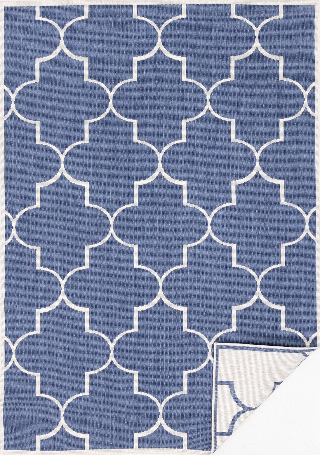 Bristol Blue White Outdoor Reversible Geometric Rug - Furniture Depot