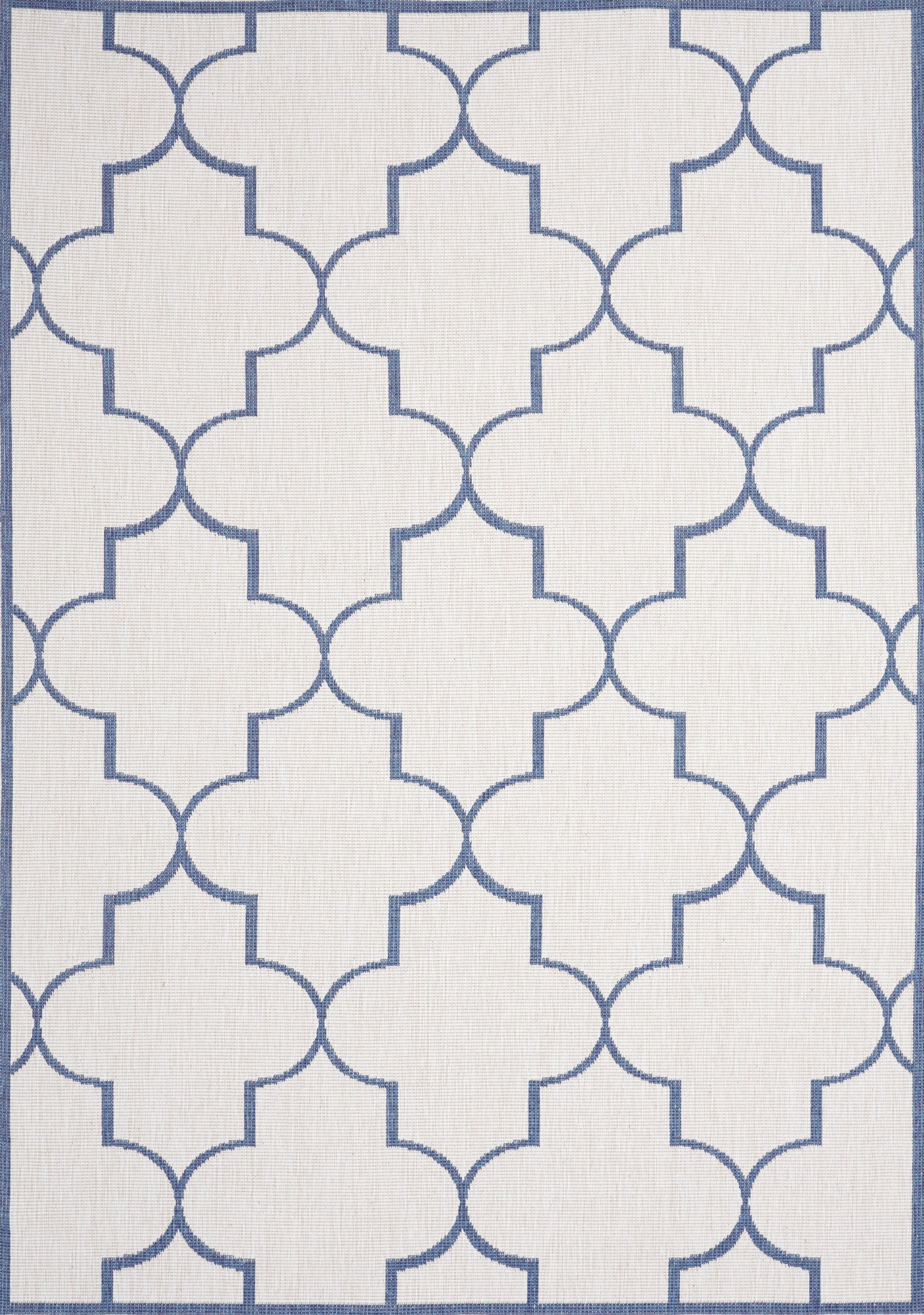 Bristol Blue White Outdoor Reversible Geometric Rug - Furniture Depot