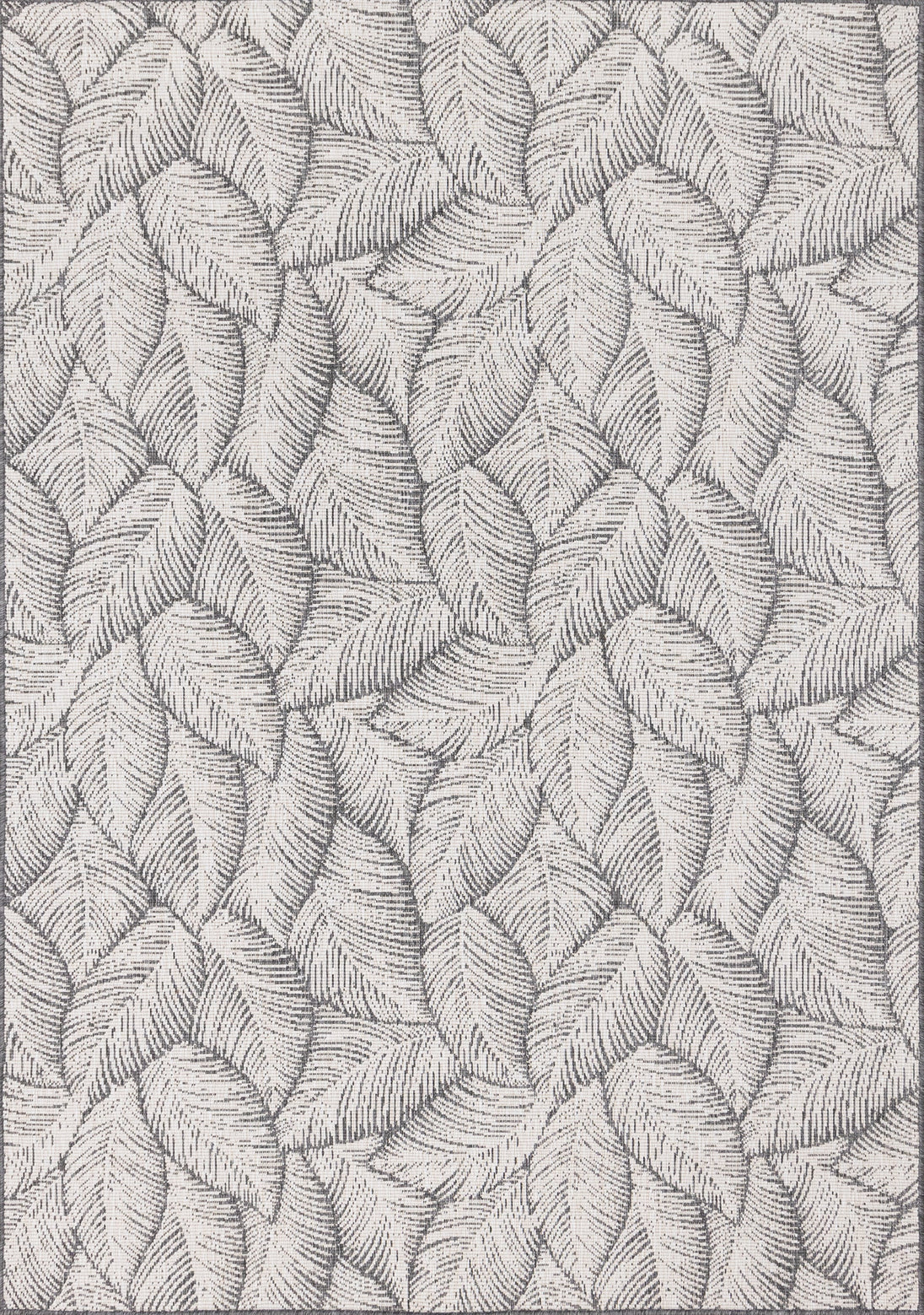 Bristol Grey White Leaf Pattern Reversible Rug - Furniture Depot