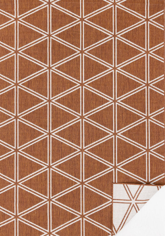 Bristol Orange White Geometric Triangle Rug - Furniture Depot