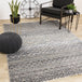 Calabar Blue Grey White Banded Pattern Rug - Furniture Depot