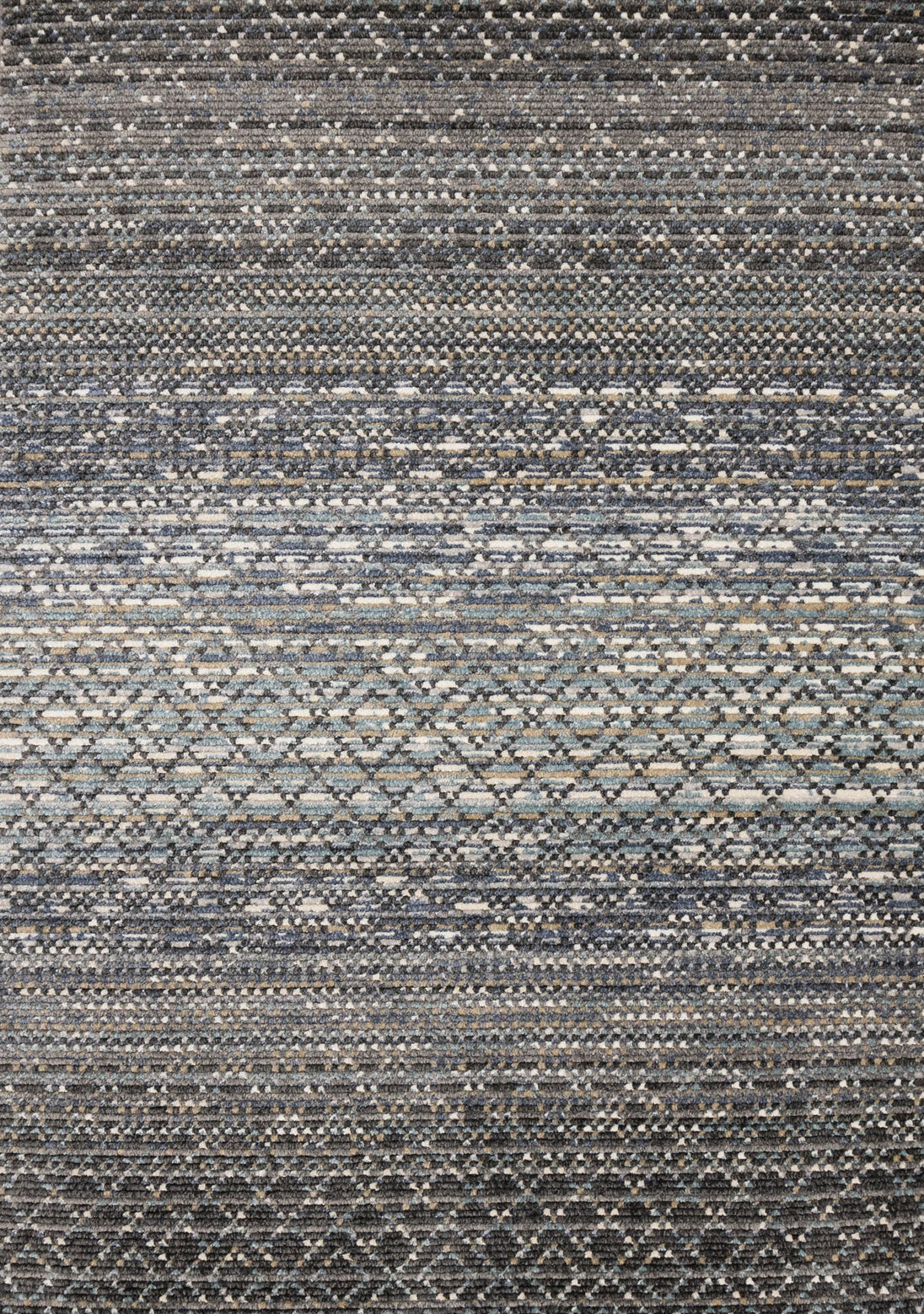 Calabar Blue Grey White Banded Pattern Rug - Furniture Depot