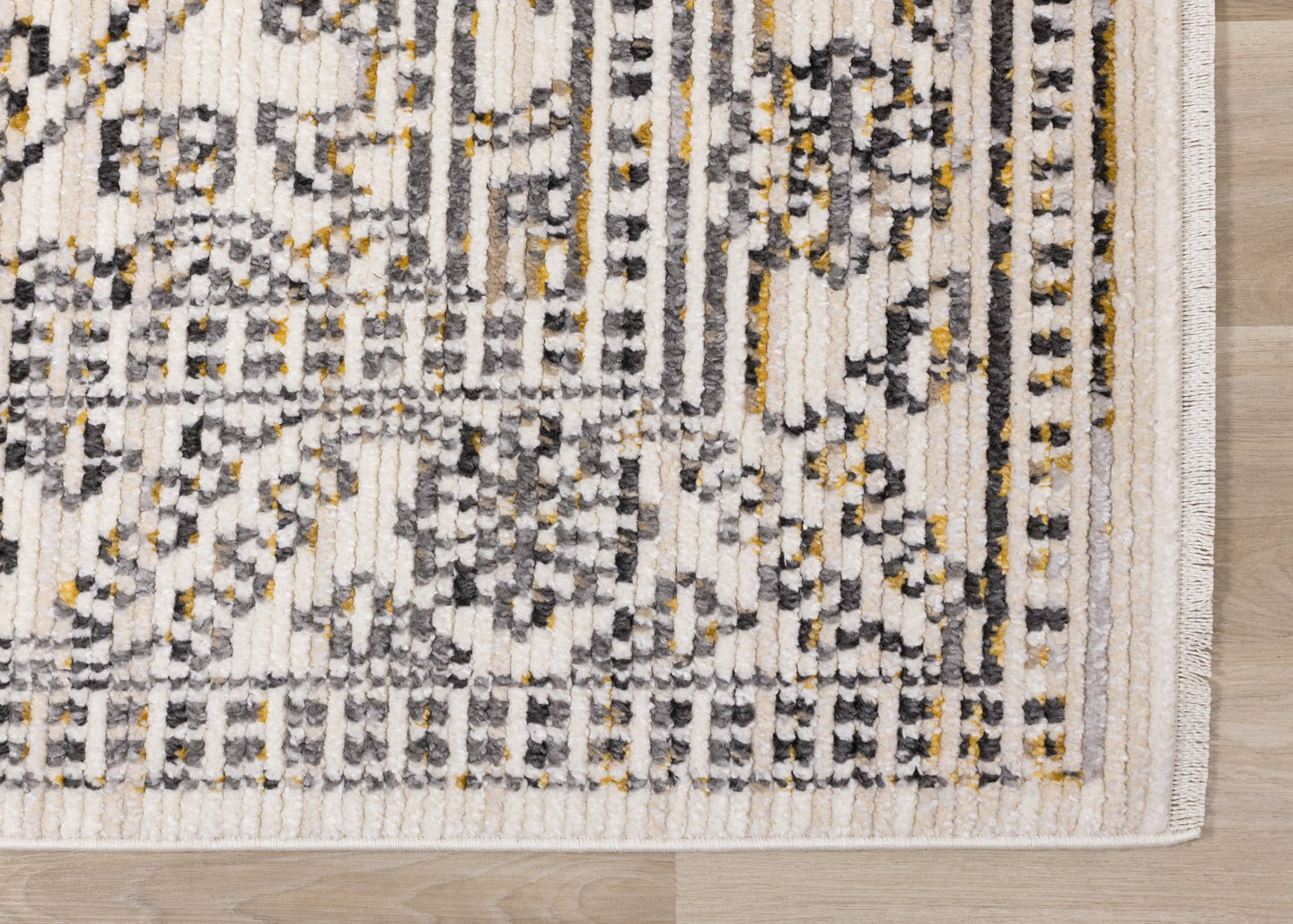 Calabar Cream Grey Yellow Elaborate Border Rug - Furniture Depot