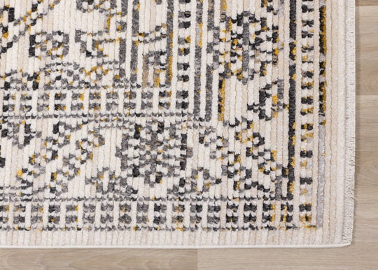 Calabar Cream Grey Yellow Elaborate Border Rug - Furniture Depot