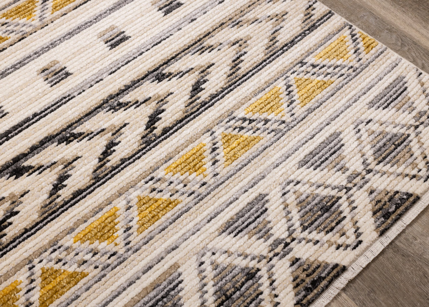 Calabar Cream Grey Yellow Tribal Rug - Furniture Depot